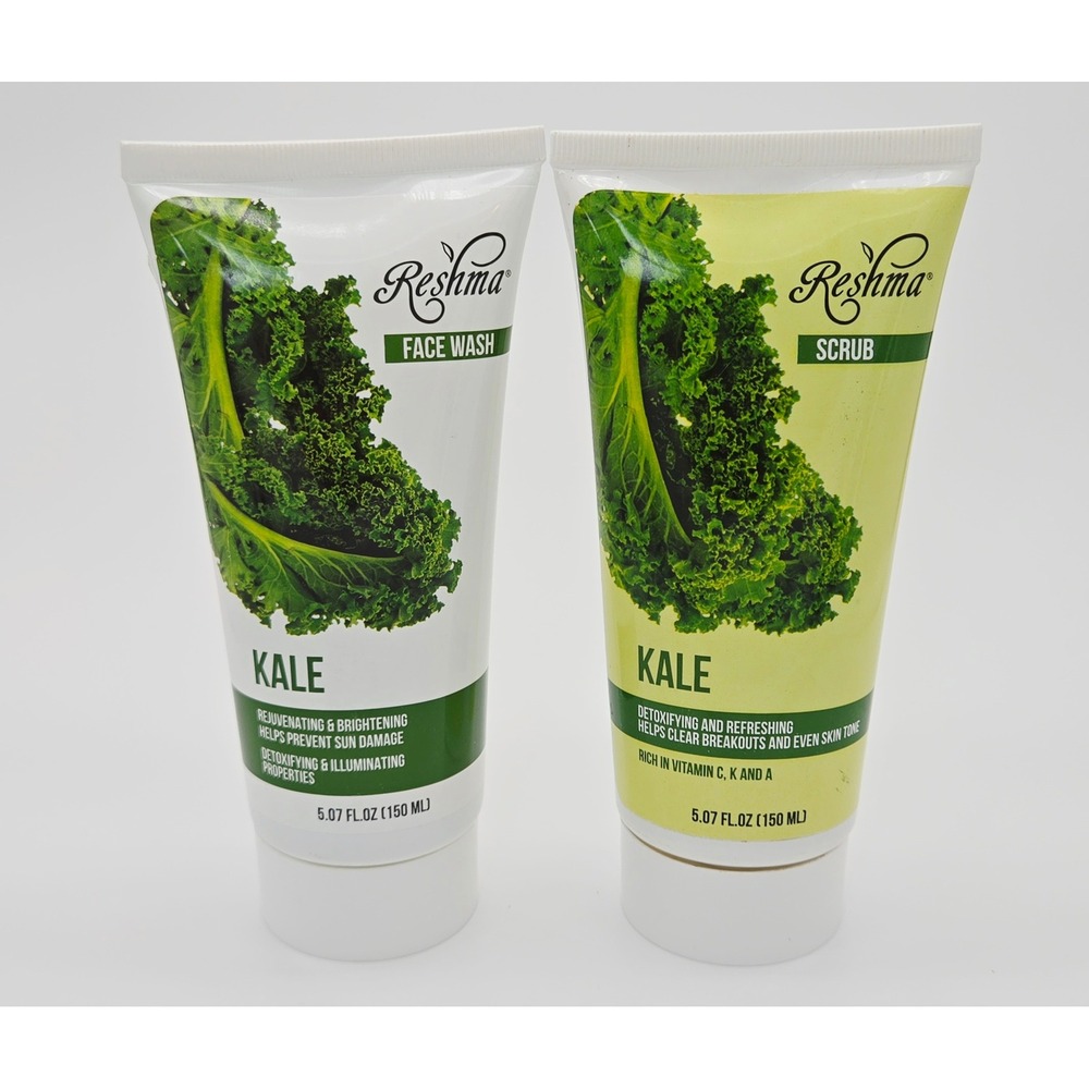 Reshma Beauty Kale Face Wash and Scrub Set 5.07oz Rejuvenating Brightening Duo - Picture 1 of 3